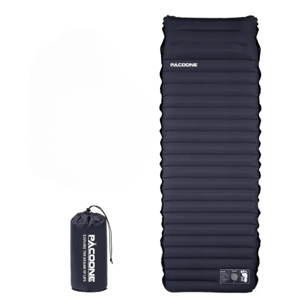 Outbee Matelas Gonflable 1 Personne Avec Pompe à Pied Intégrée & Oreiller - Compact, Léger, Noir - Idéal Camping, Randonnée, Invités