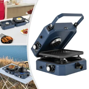 Réchaud de Camping Pliable 2 Feux - Cuisine Outdoor Polyvalente