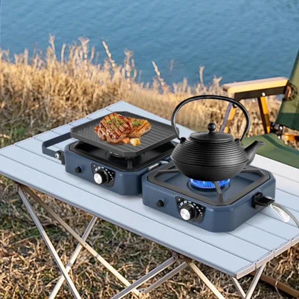 Réchaud de Camping Pliable 2 Feux - Cuisine Outdoor Polyvalente – Image 2