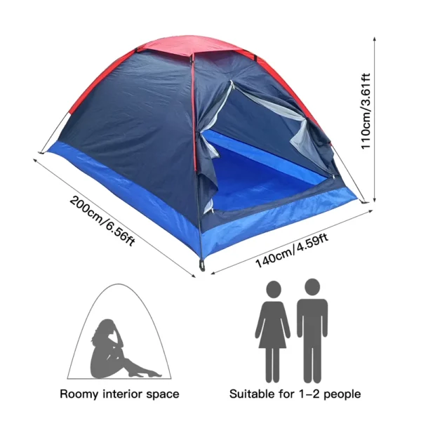 Tente 2 Personnes Bleue - Polyester PU1000mm – Image 2
