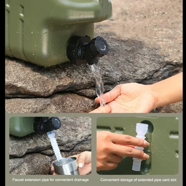 Seau à Eau Alimentaire 11L - PE Militaire avec Robinet – Image 4