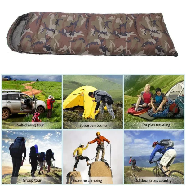 Sac de Couchage 3 Saisons Camouflage - 190x75cm (1kg) – Image 5
