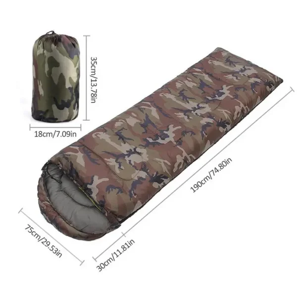 Sac de Couchage 3 Saisons Camouflage - 190x75cm (1kg) – Image 3