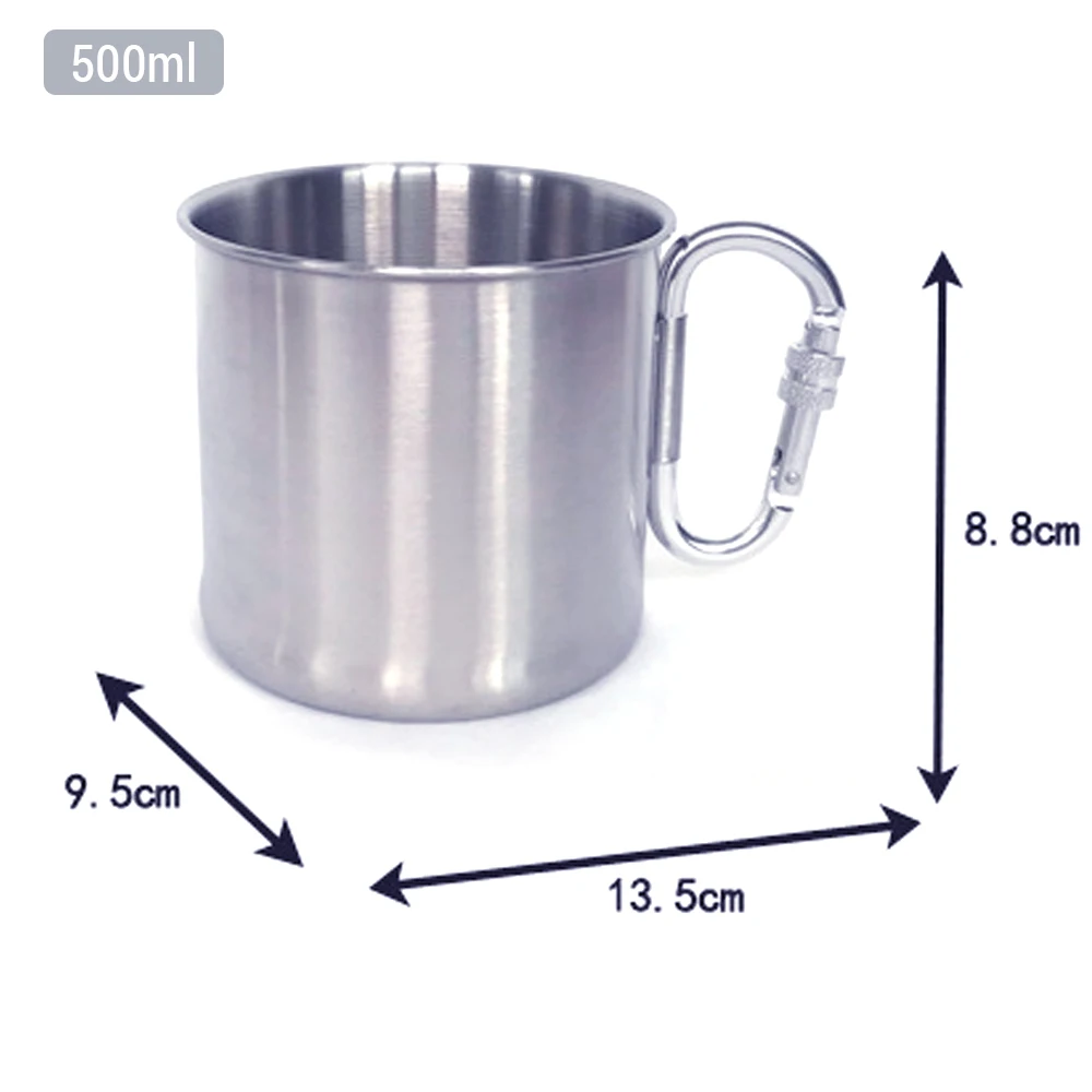 Tasse acier inox pliable 250/500ml poignée mousqueton – Image 2