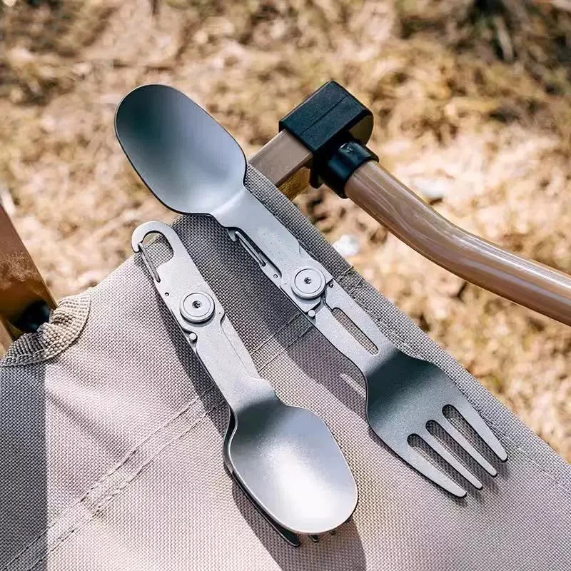 Cuillère-fourchette titane pliante ultralégère – Image 8