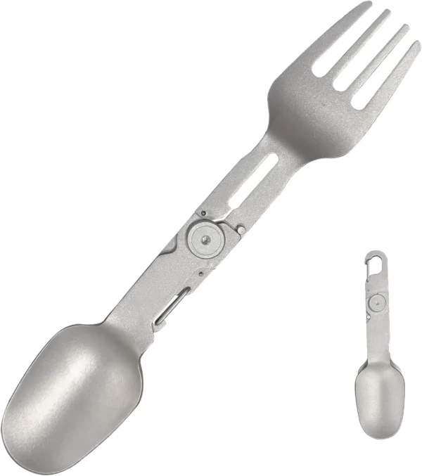 Cuillère-fourchette titane pliante ultralégère