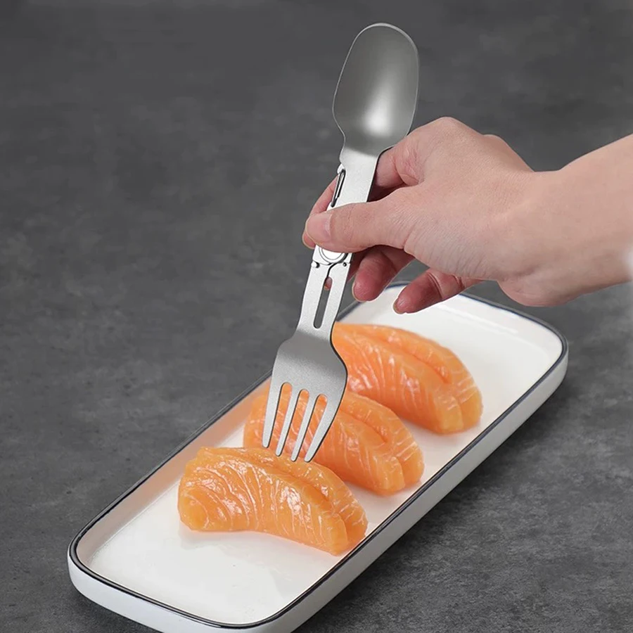 Cuillère-fourchette titane pliante ultralégère – Image 5