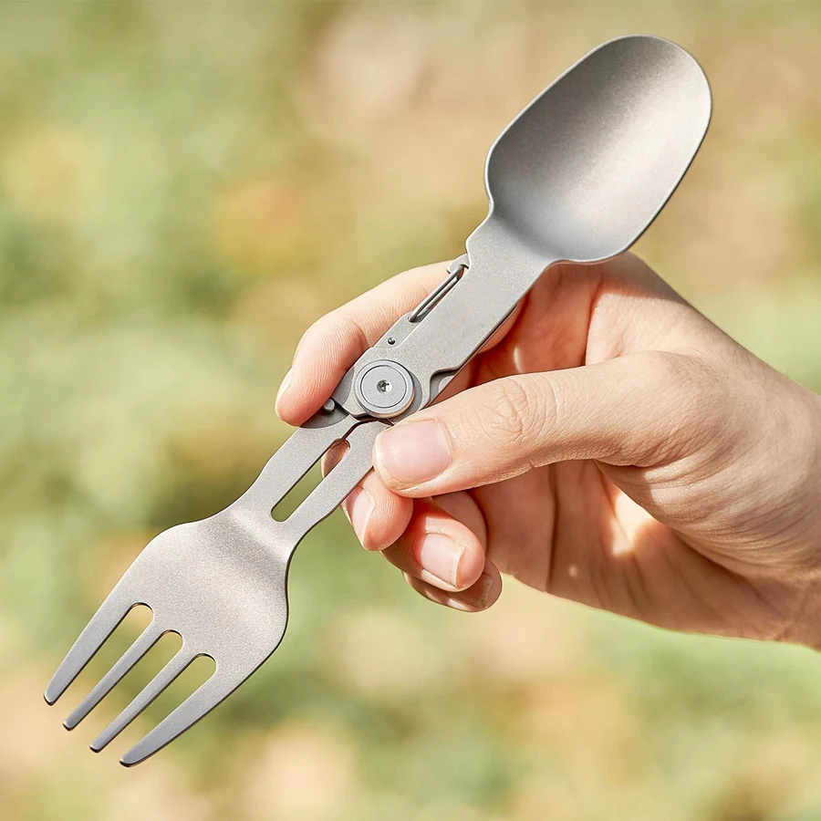 Cuillère-fourchette titane pliante ultralégère – Image 14
