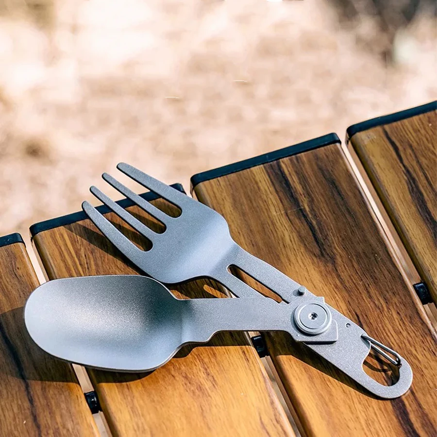 Cuillère-fourchette titane pliante ultralégère – Image 13