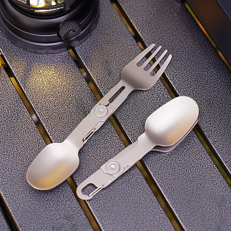 Cuillère-fourchette titane pliante ultralégère – Image 18