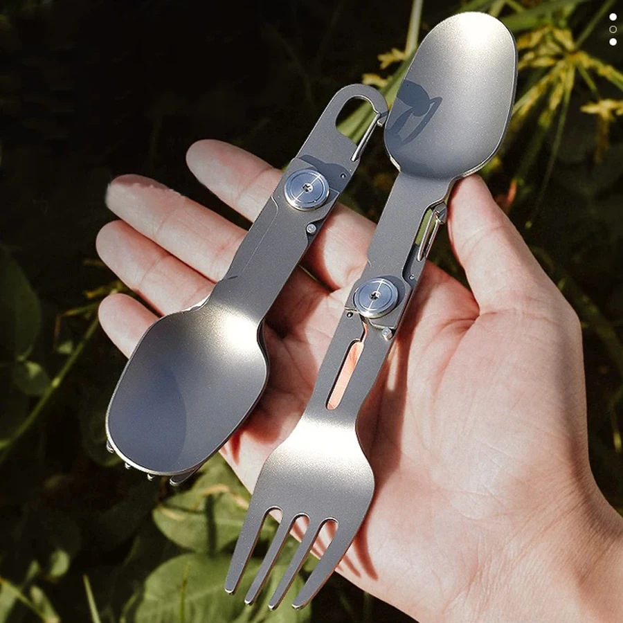 Cuillère-fourchette titane pliante ultralégère – Image 4