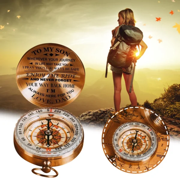 Boussole vintage en cuivre pour cadeau et collection – Image 11