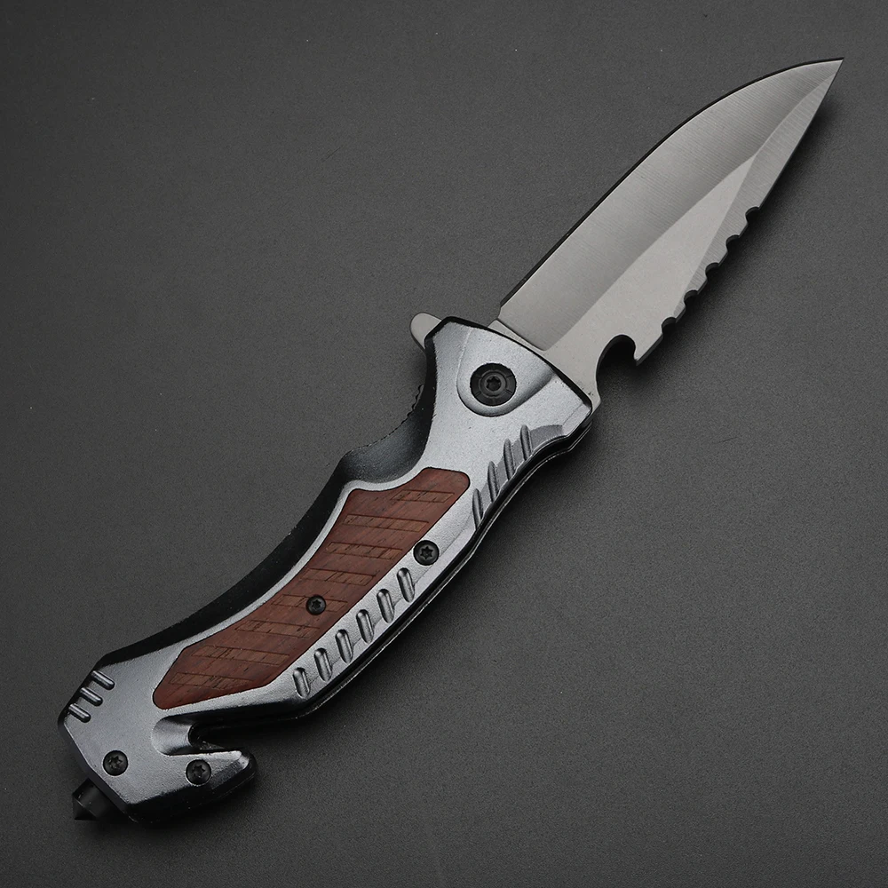 Couteau pliant D2 – Manche bois ergonomique EDC – Image 2