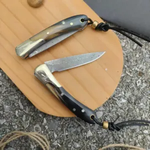 Couteau pliant Damas VG10 EDC – Manche corne de buffle