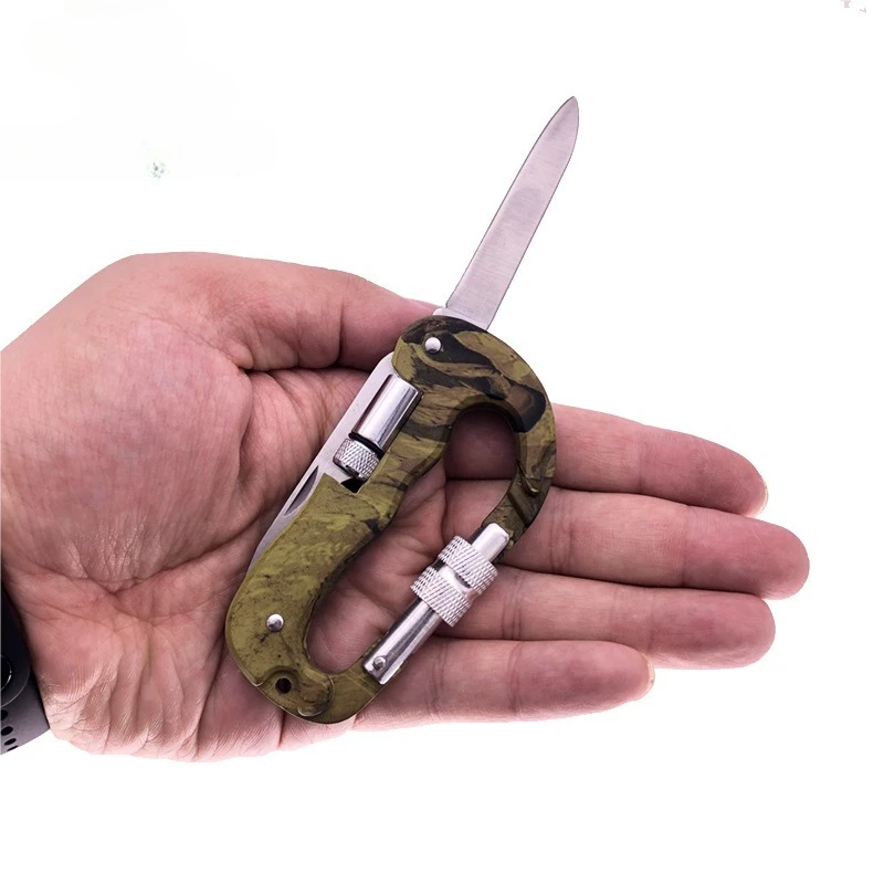 Mousqueton multifonction camouflage 5 en 1 inox