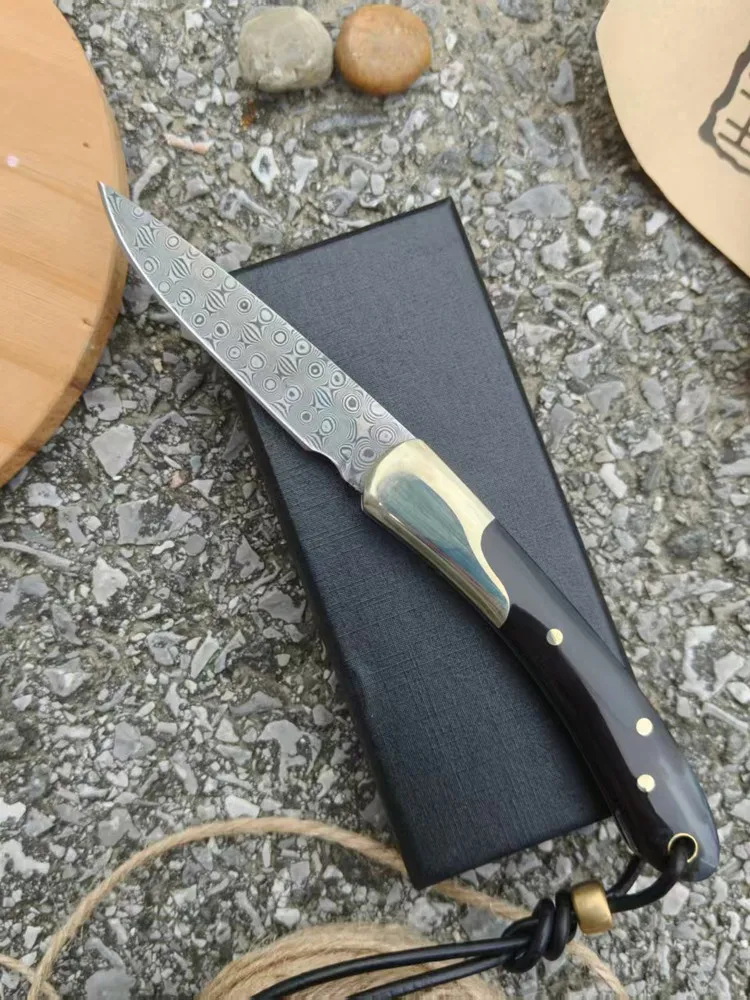 Couteau pliant Damas VG10 EDC – Manche corne de buffle – Image 7