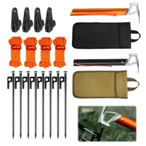 Kit piquets de tente métal 30 cm avec marteau – 18 pcs