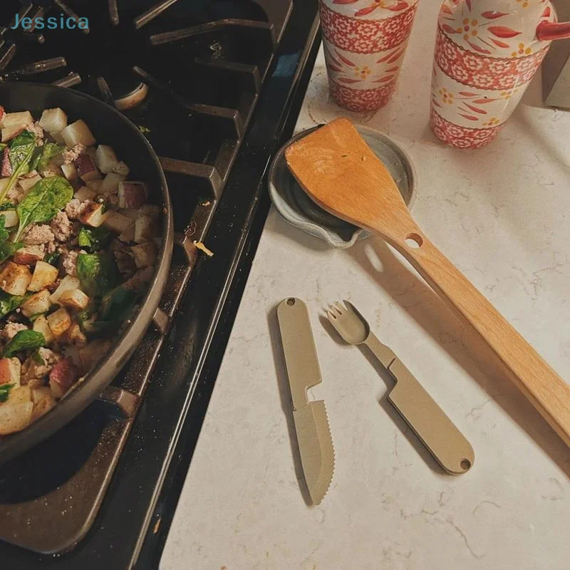 Cuillère fourchette 2-en-1 inox – Couverts camping outdoor – Image 5