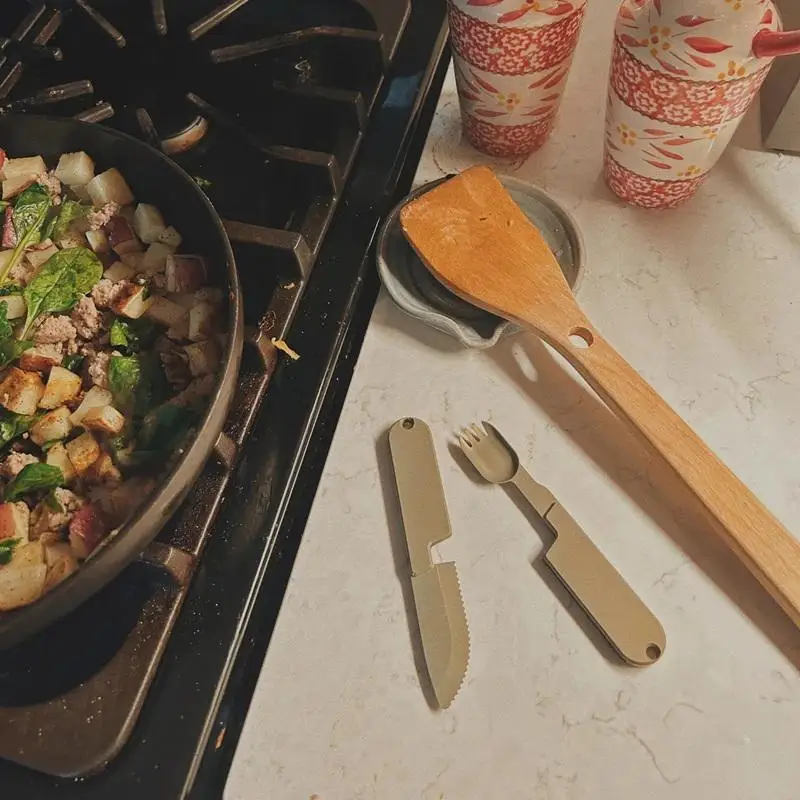 Cuillère fourchette 2-en-1 inox – Couverts camping outdoor – Image 12