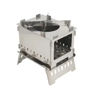 Poêle à bois pliable inox avec grill – Camping