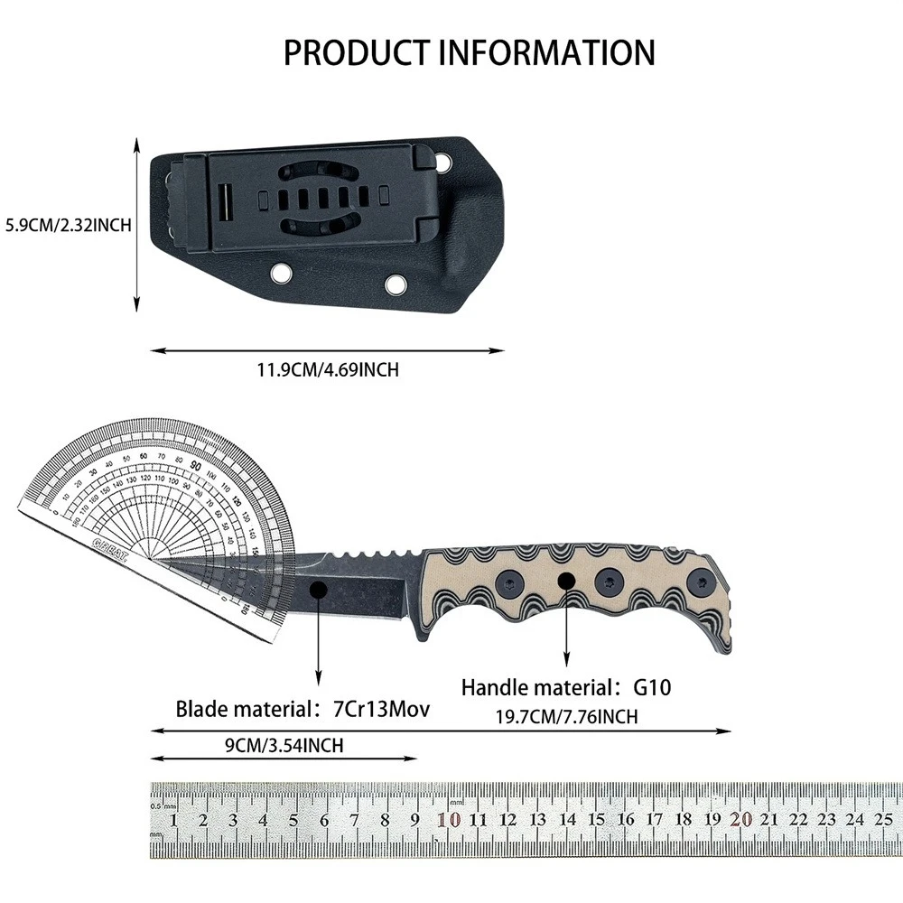 Couteau fixe 7Cr13MoV G10 19,7 cm – Image 6