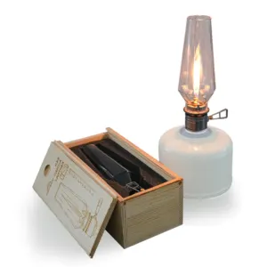 Lampe à gaz camping avec coffret bois