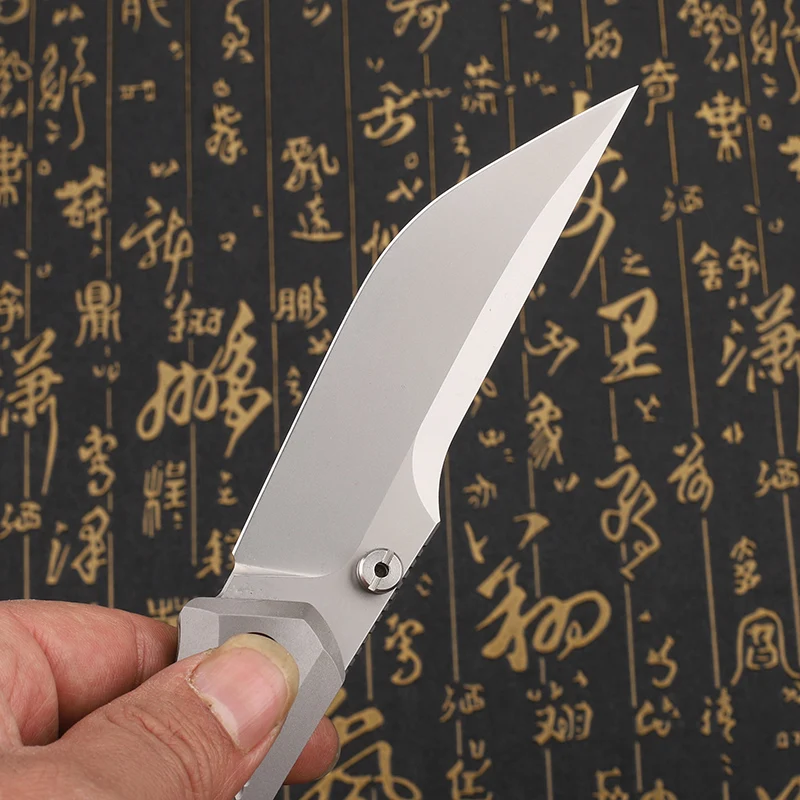 Couteau pliant 14C28N manche titane 218 mm – Image 13