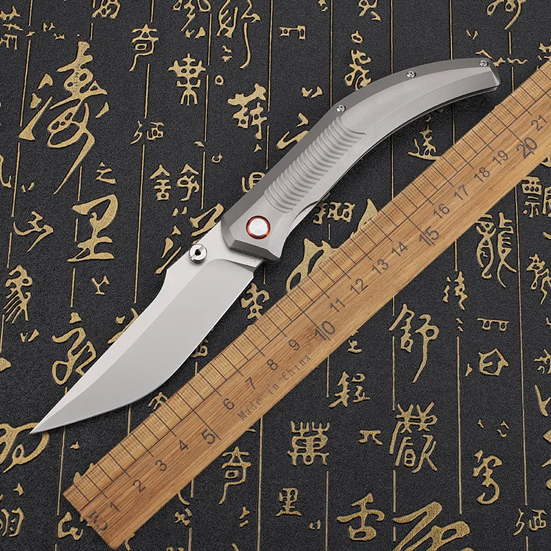 Couteau pliant 14C28N manche titane 218 mm