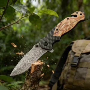 Couteau pliant 20,5 cm bois camping