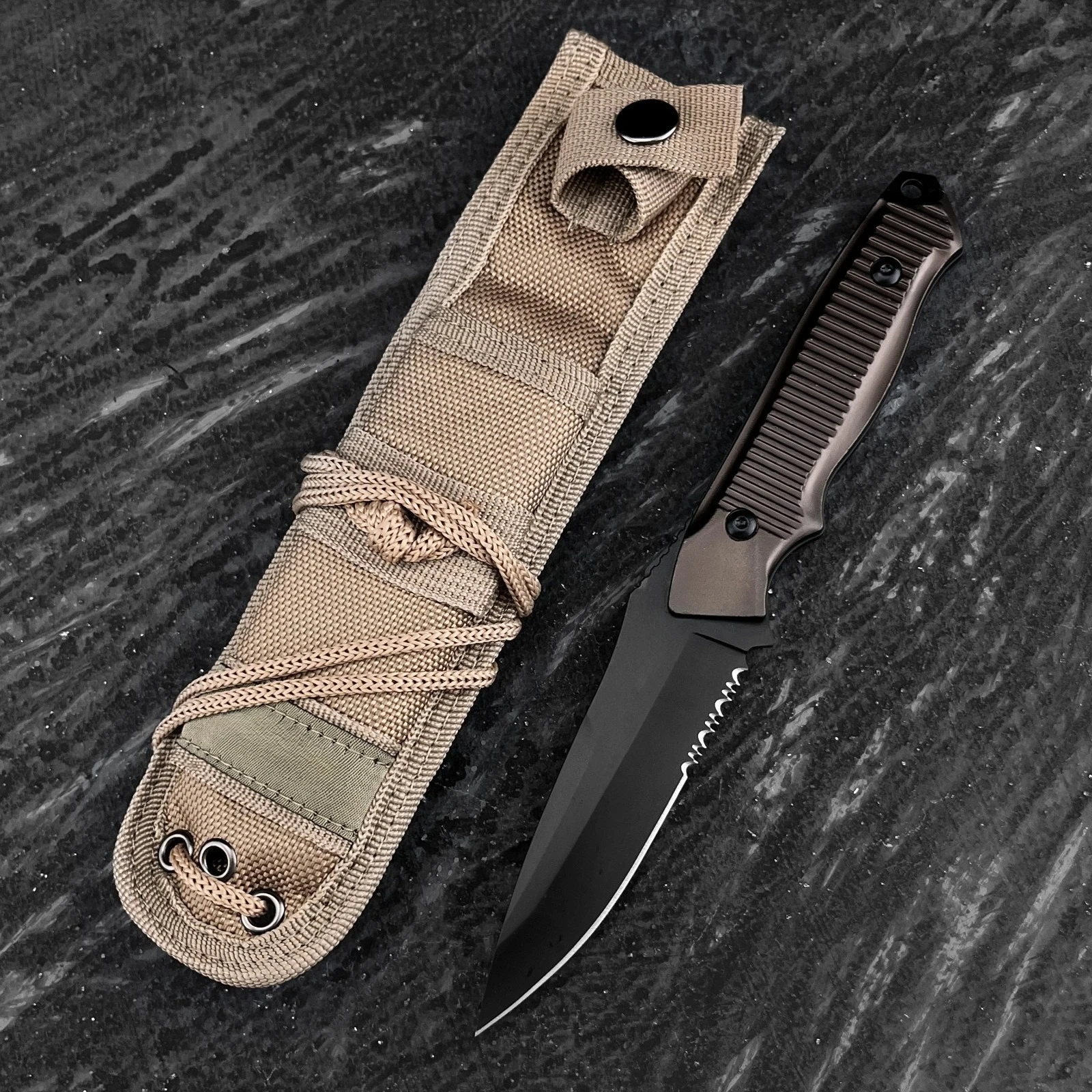 Couteau bushcraft 440C lame fixe camping survie – Image 7