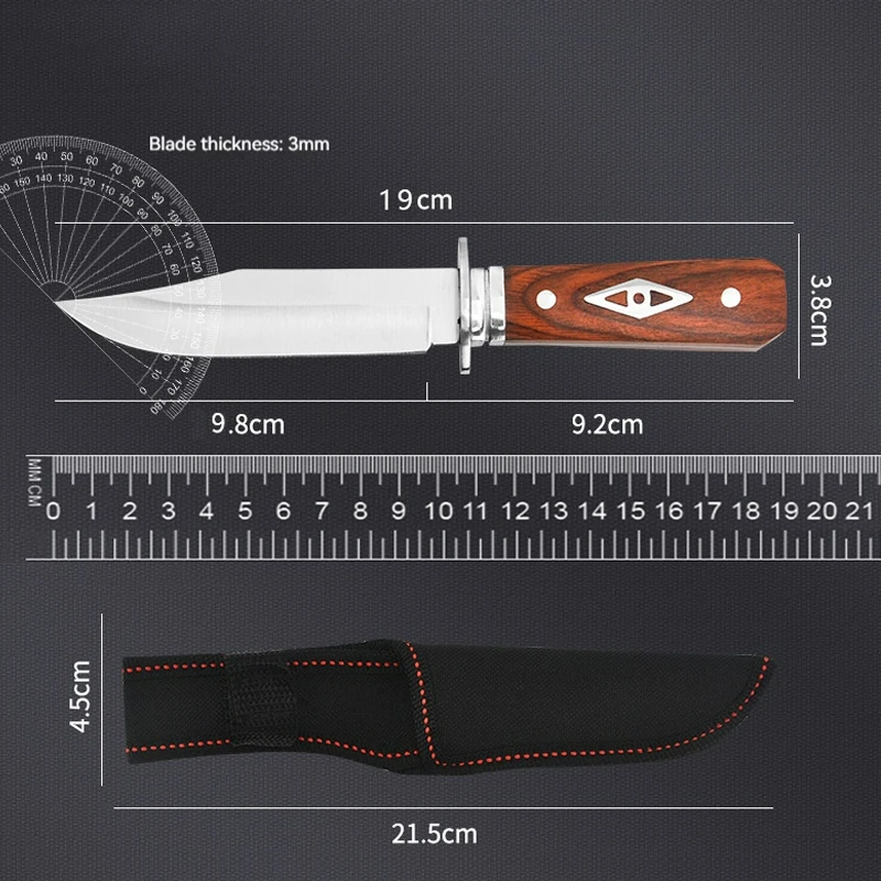 Couteau fixe 19 cm manche bois camping randonnée – Image 5