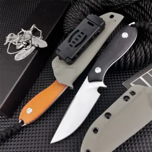 Couteau bushcraft 8Cr13Mov lame fixe camping survie