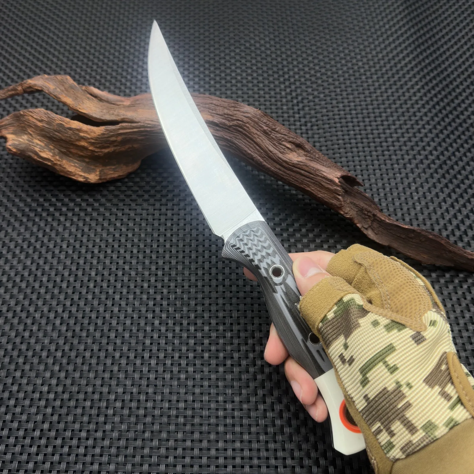 Couteau fixe chasse 19 cm lame courbe camping – Image 4