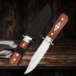 Couteau fixe 19 cm manche bois camping randonnée