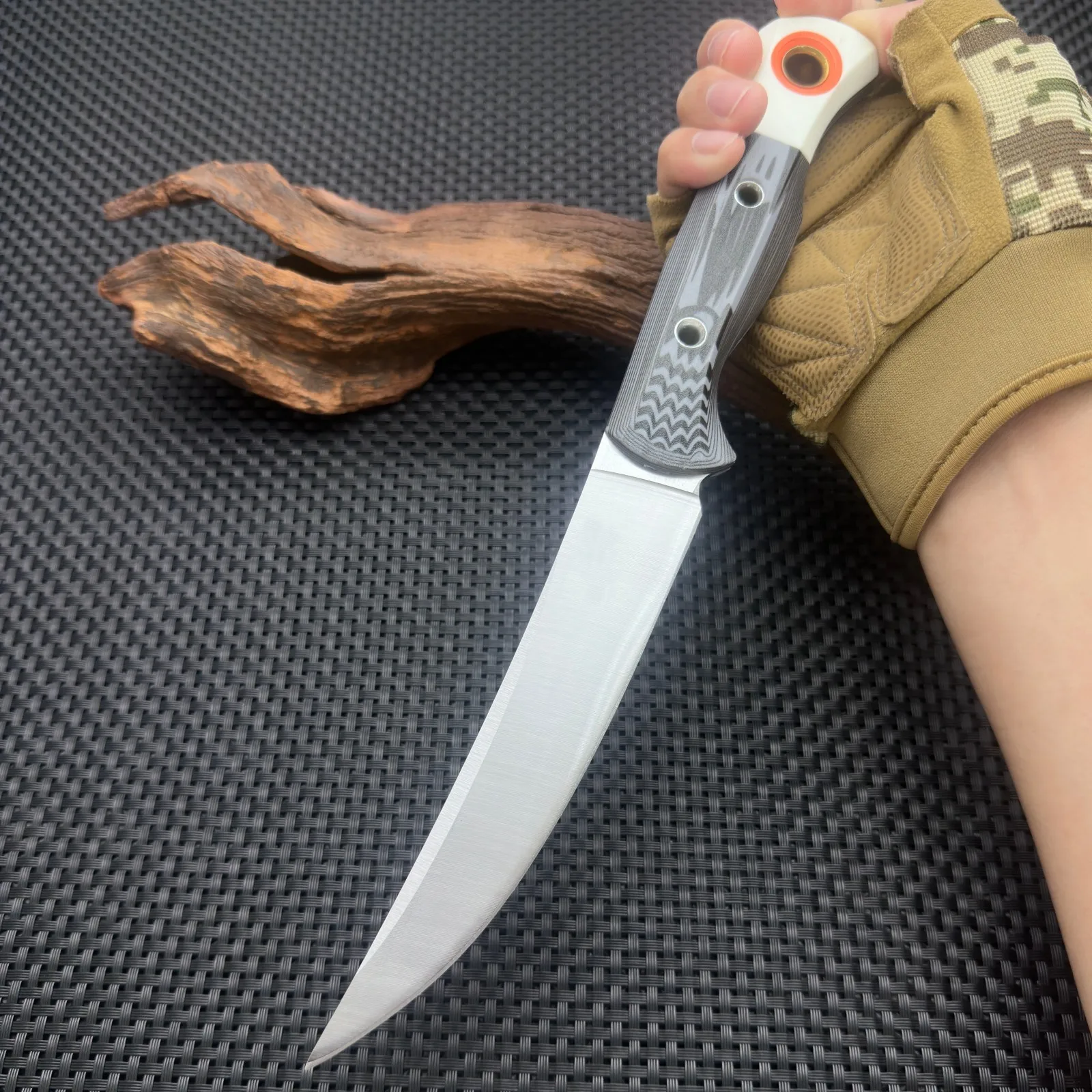 Couteau fixe chasse 19 cm lame courbe camping – Image 2