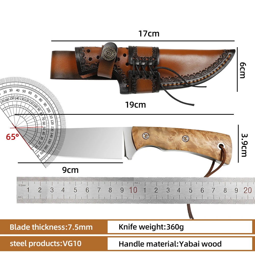 Couteau fixe VG10 7,5 mm bushcraft – Image 7