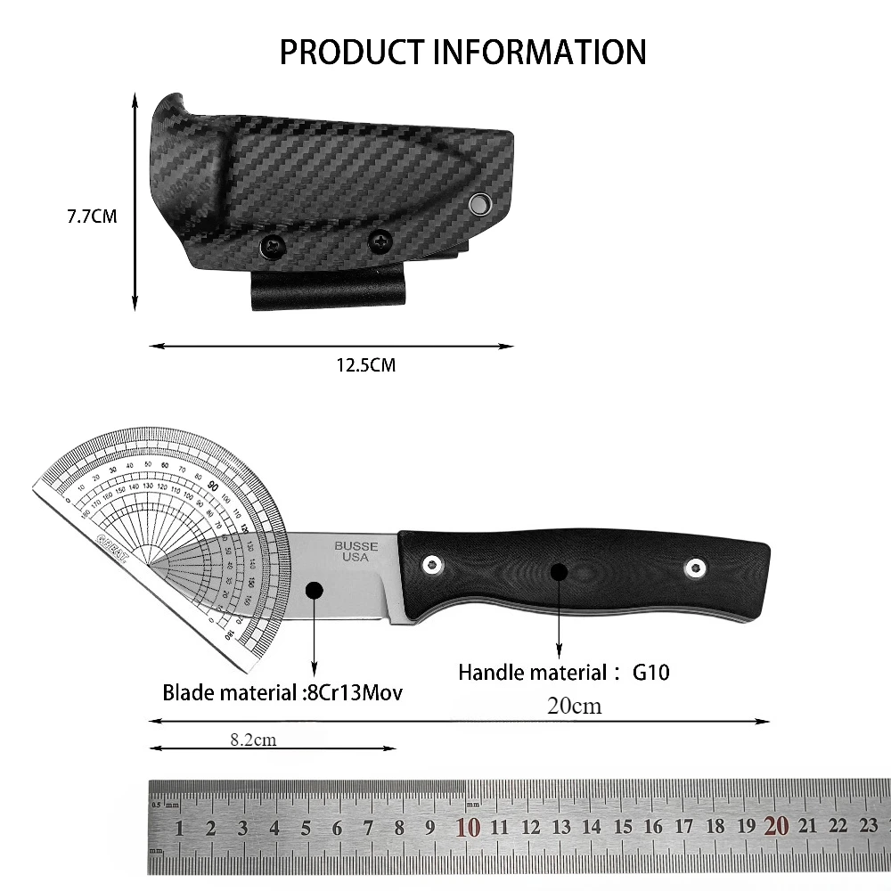 Couteau fixe 8Cr13MoV G10 20 cm camping bivouac – Image 2