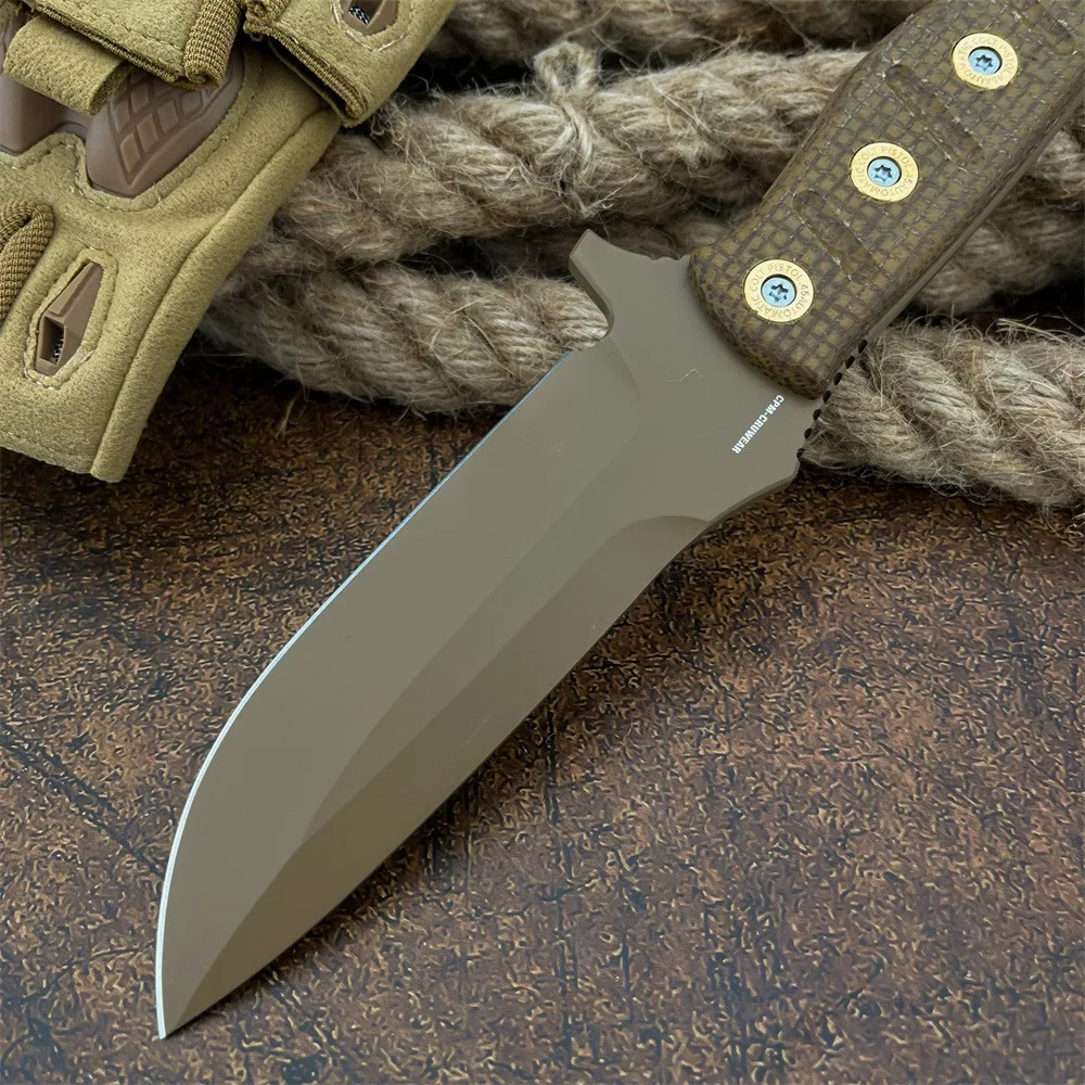 Couteau Survie D2 & Micarta : Lame 9.9cm Pleine Soie 4.7mm – Image 3