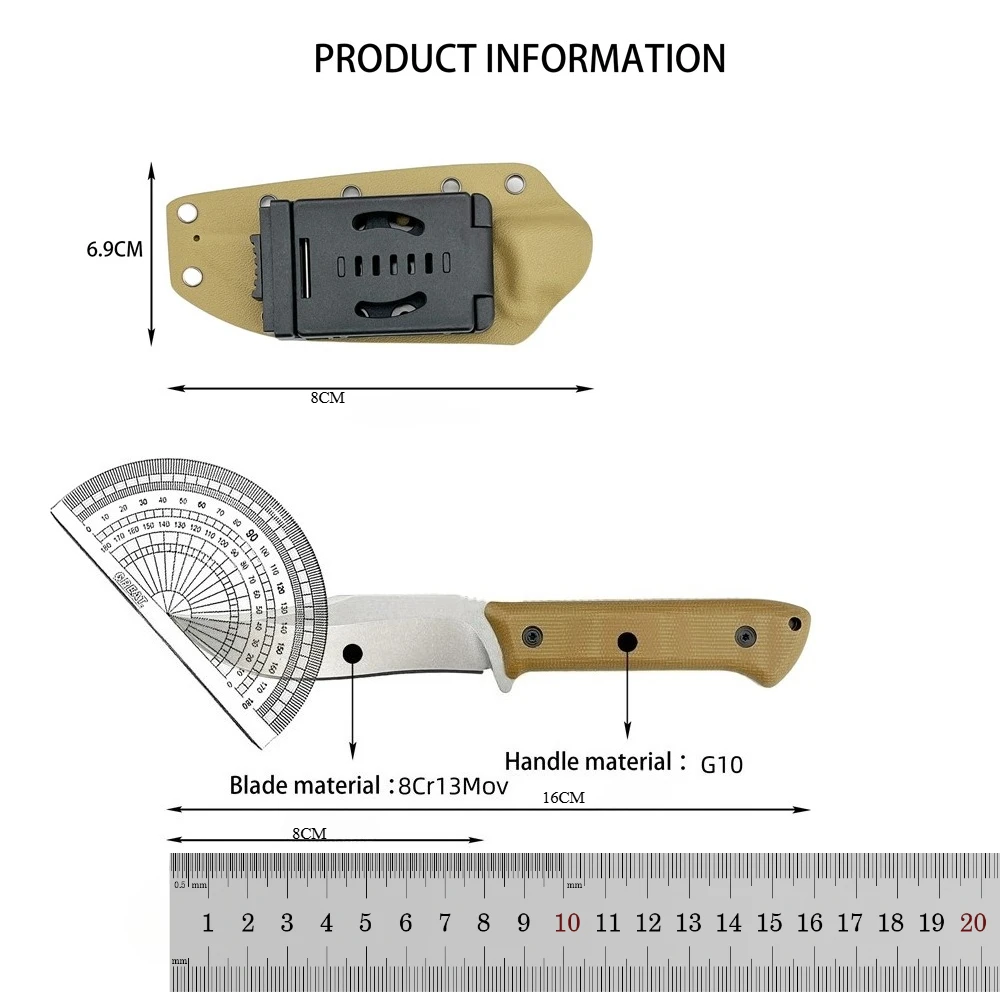 Couteau de Survie Professionnel – Acier 8Cr13Mov & Manche G10 – Image 6
