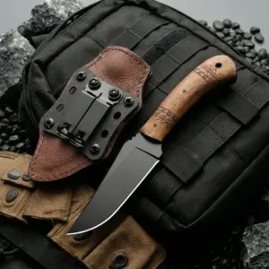 Couteau Bivouac HUANGFU 20,5cm : Acier & Bois