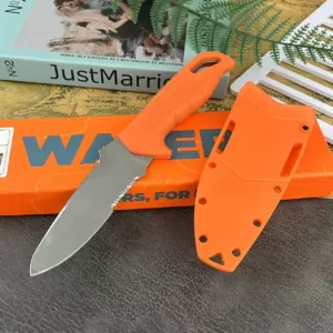 Couteau de Survie D2 – Robustesse et Haute Visibilité