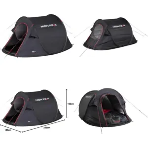 Tente Pop Up High Peak Vision 3 : 3 Pers, Étanche 2000mm