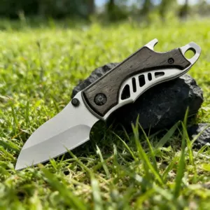 Couteau de Poche EDC : Acier 5Cr13Mov & Bois de Noyer