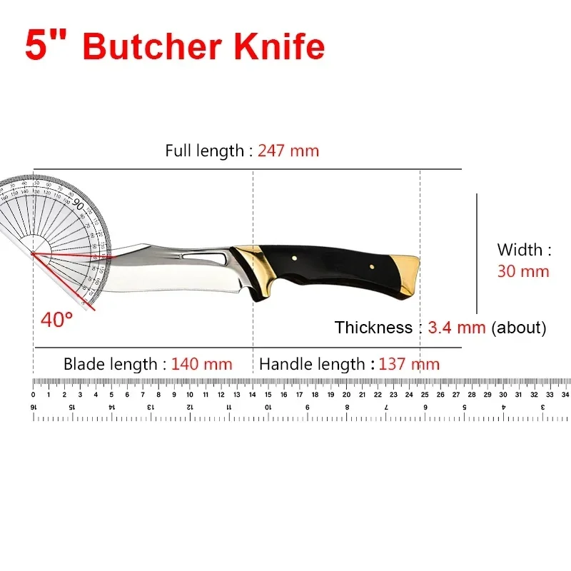Couteau de Boucher 24cm : Lame Épaisse 3.4mm et Étui Cuir Pro – Image 5