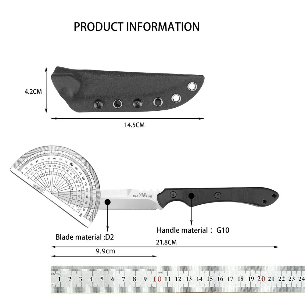 Outil Ultra-Léger 110g : Acier D2, Manche G10 & Étui Inclus – Image 6