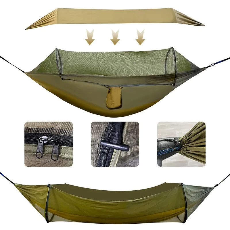 Hamac Camping avec Moustiquaire & Auvent : Nylon, 200kg – Image 3