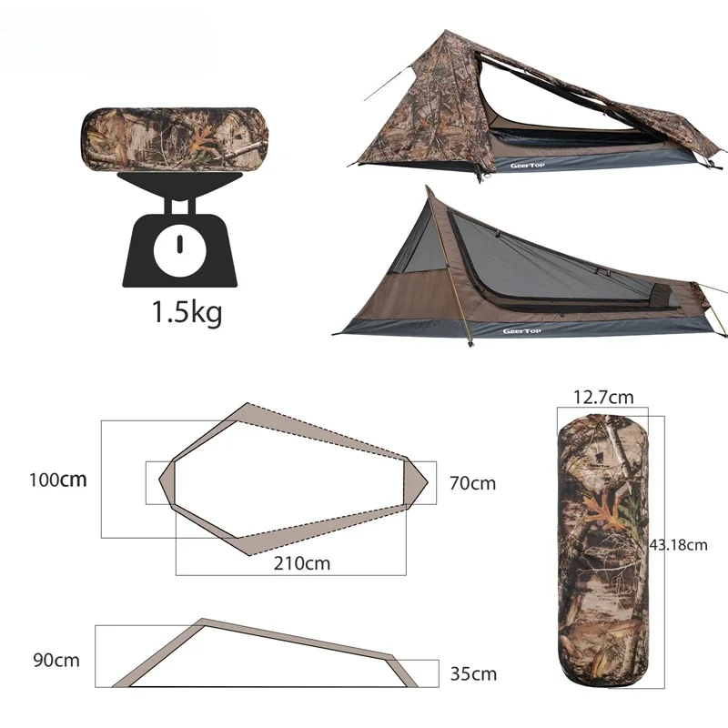 Tente Randonnée Solo 1,5kg : Alu, Polyester 210T & PU3000mm – Image 10