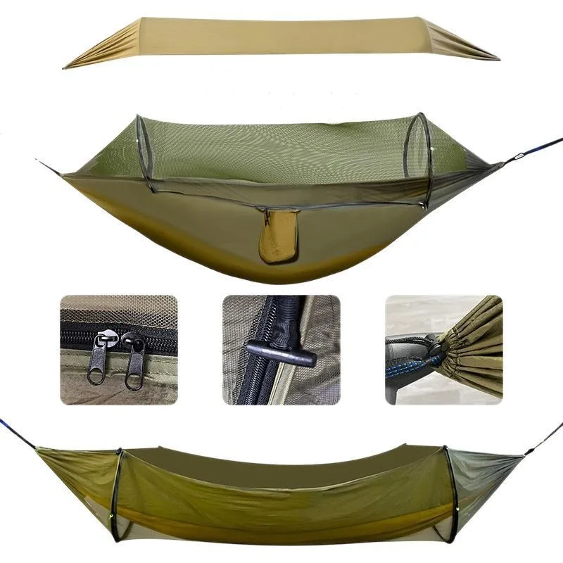Hamac Camping avec Moustiquaire & Auvent : Nylon, 200kg – Image 5