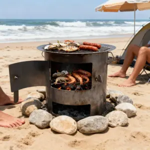 Réchaud à Bois Camping 230mm : Acier Inoxydable Léger 850g